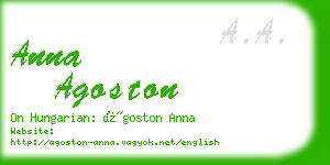 anna agoston business card